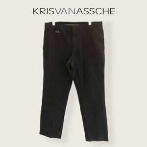 Kris Van Assche Mens Cropped Black Linen Pants